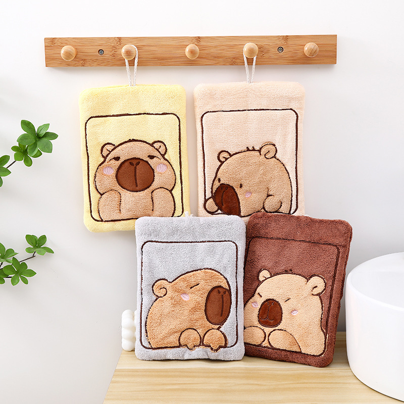 Home Bathroom Supplies - Hanging Cute Capybara Hand Towel Quick