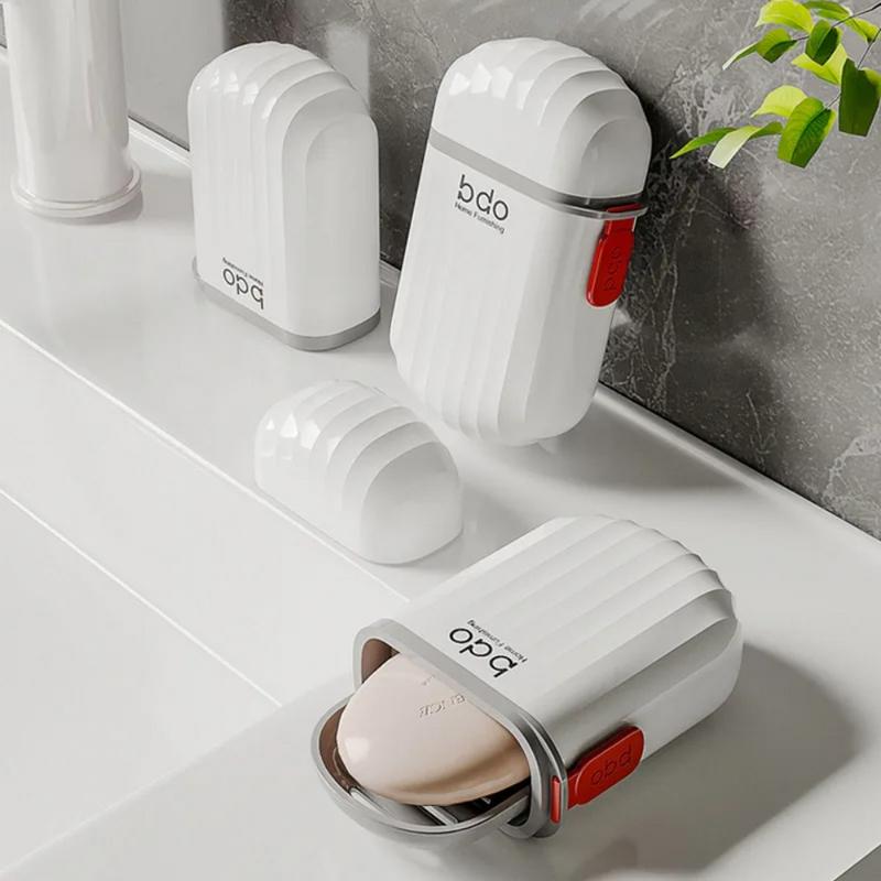 Home Bathroom Supplies - 1Pc Travel Soap Dish with Drain
