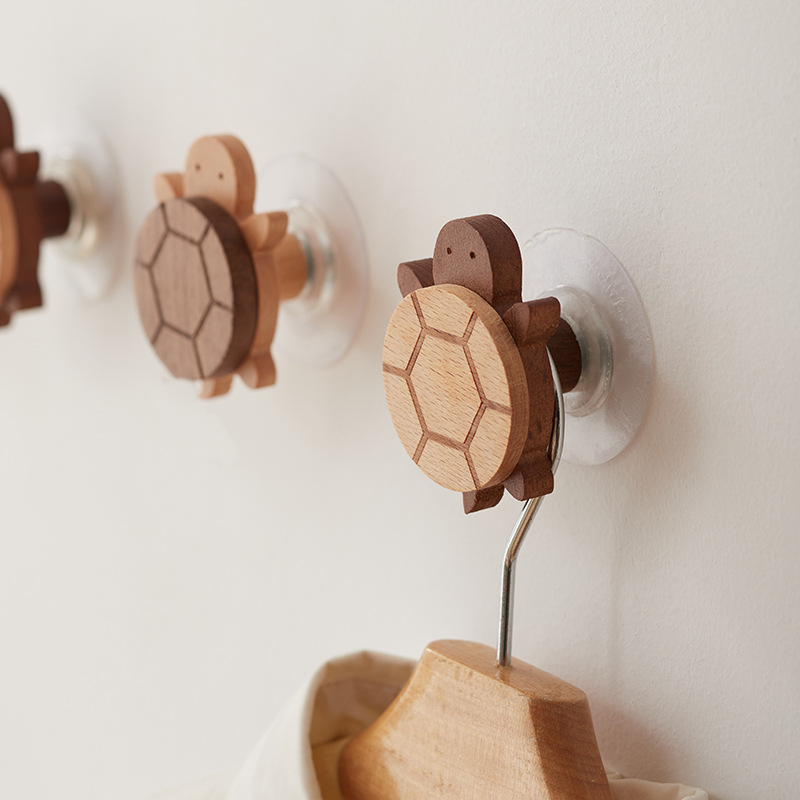 Robe Hook Adhesive - 1/4pcs Walnut Solid Wood Hooks Self