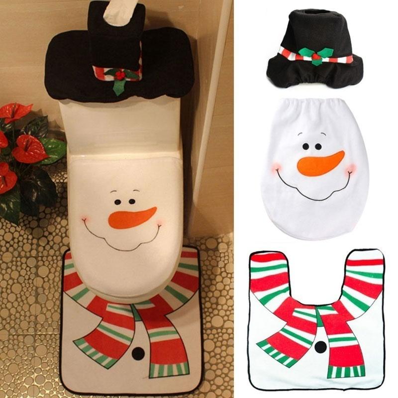 Home Bathroom Rugs - 3Pcs Xmas Bathroom Mat Set Christmas