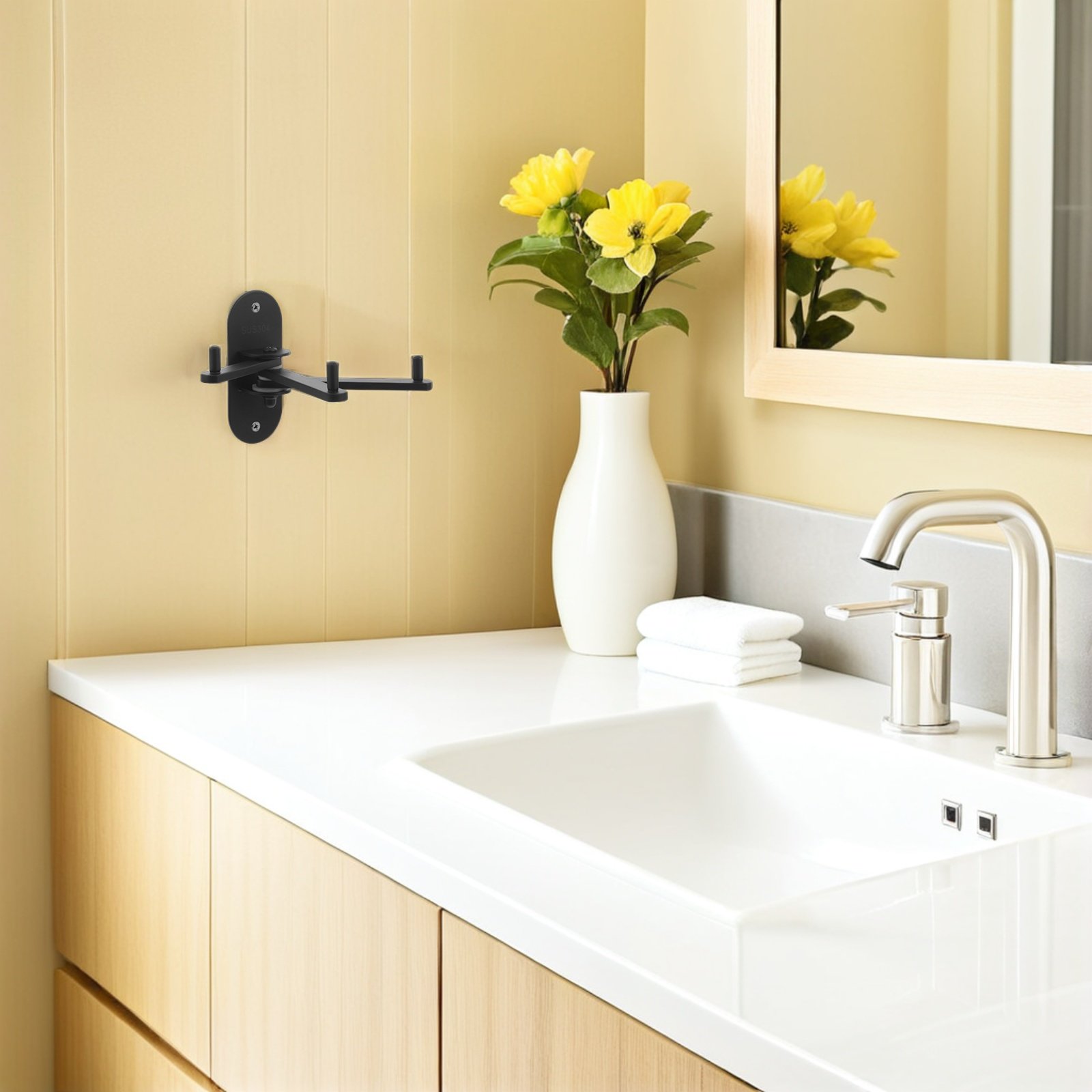 Robe Hook Adhesive - Stainless Steel Swivel Towel Hook Triple