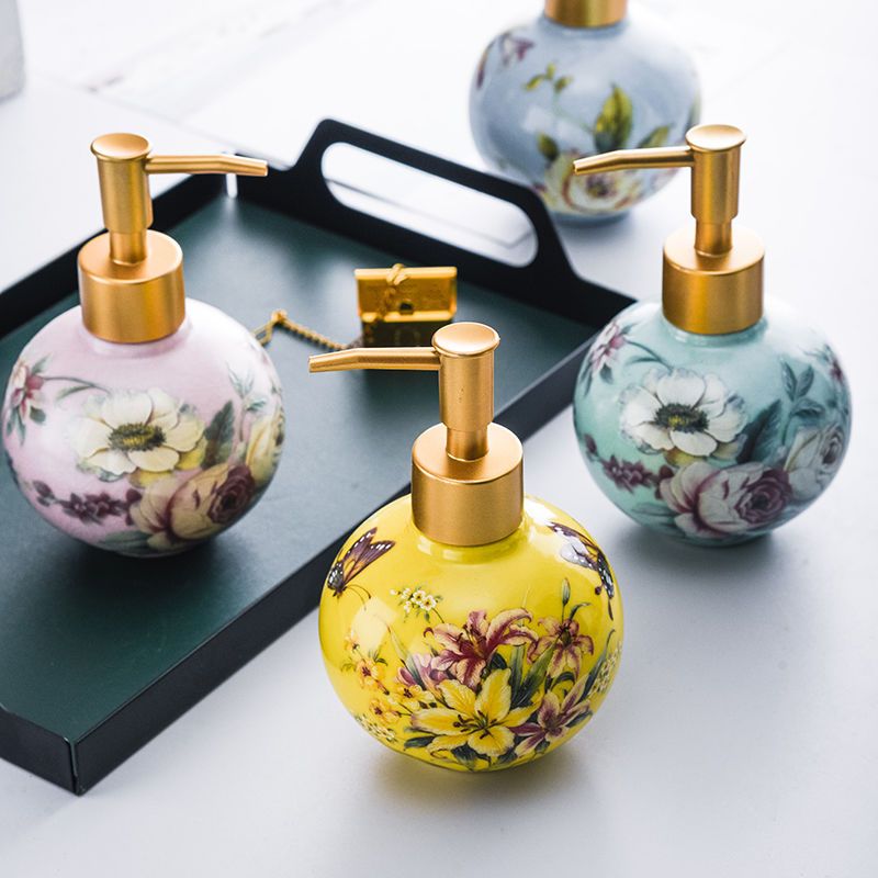 Home Bathroom Supplies - 300ml Ceramic Sub-bottle Color Flower and