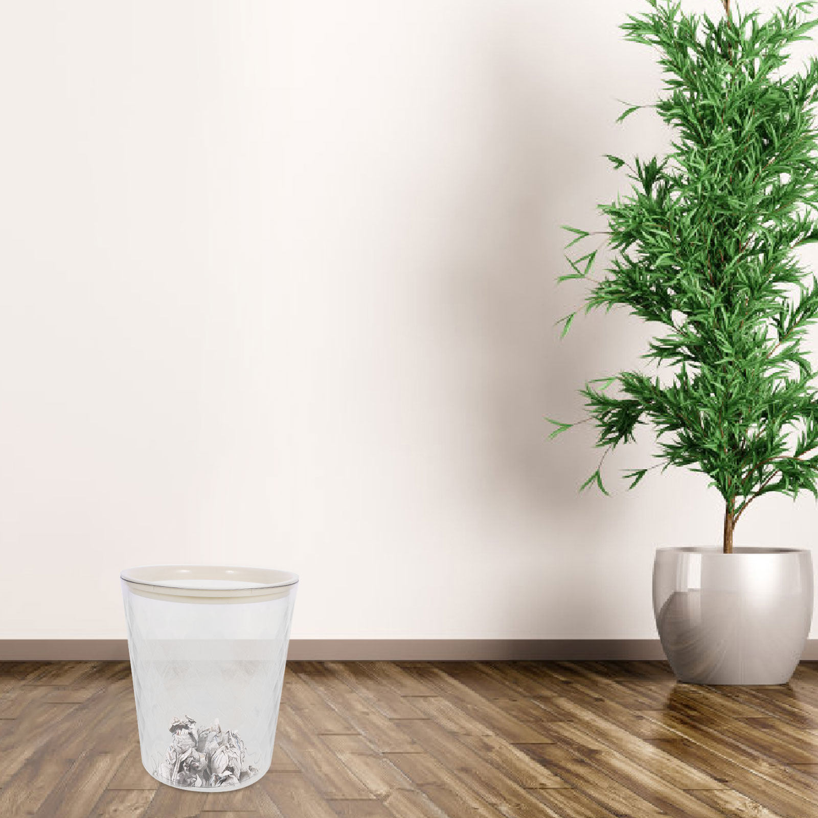 Home Bathroom Design Simple - Clear Plastic Trash Can Large Capacity