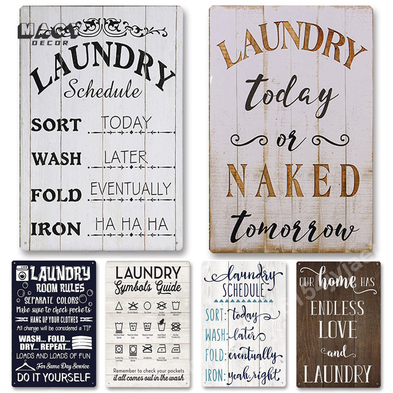 Slogan Metal Tin Sign Laundry  - Home Bathroom Furniture ulasan dan harga