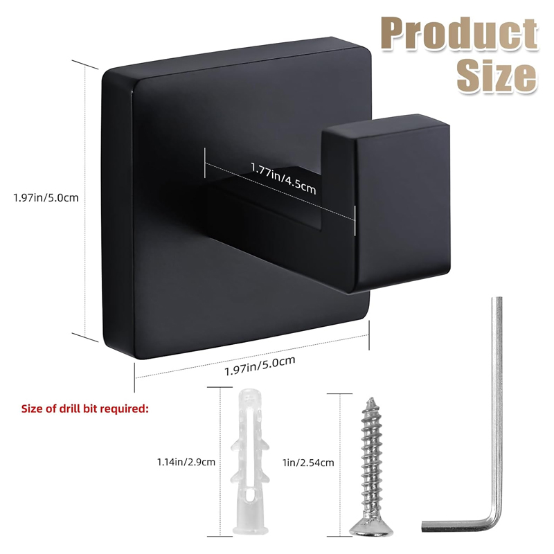 Matte Black Towel Hook Stainle - Robe Hook Adhesive ulasan dan harga
