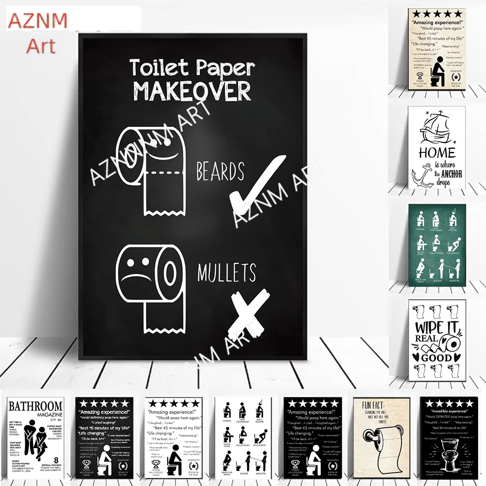 Wall Art Canvas Painting Funny - Home Bathroom Pictures ulasan dan harga
