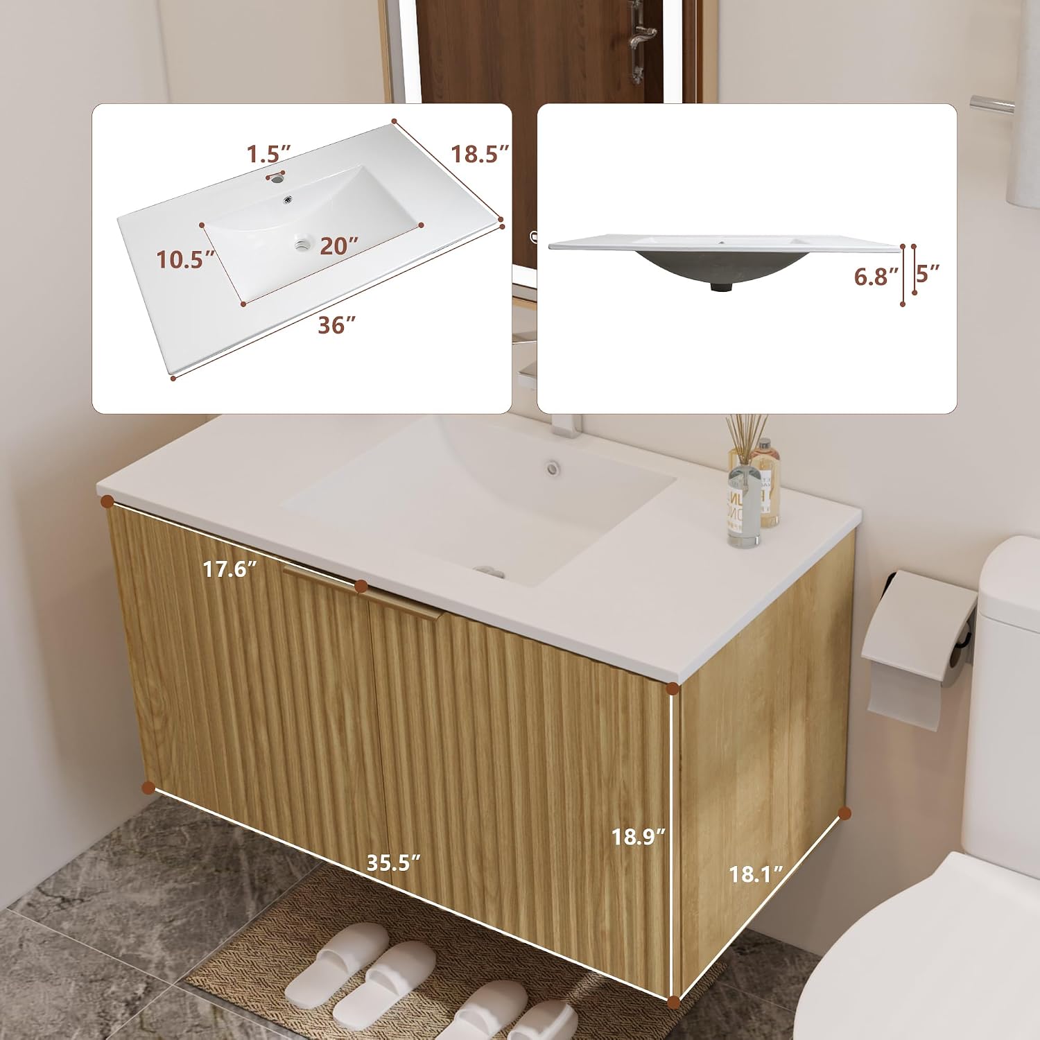 Modern Floating Bathroom Vanit - Home Bathroom Furniture ulasan dan harga