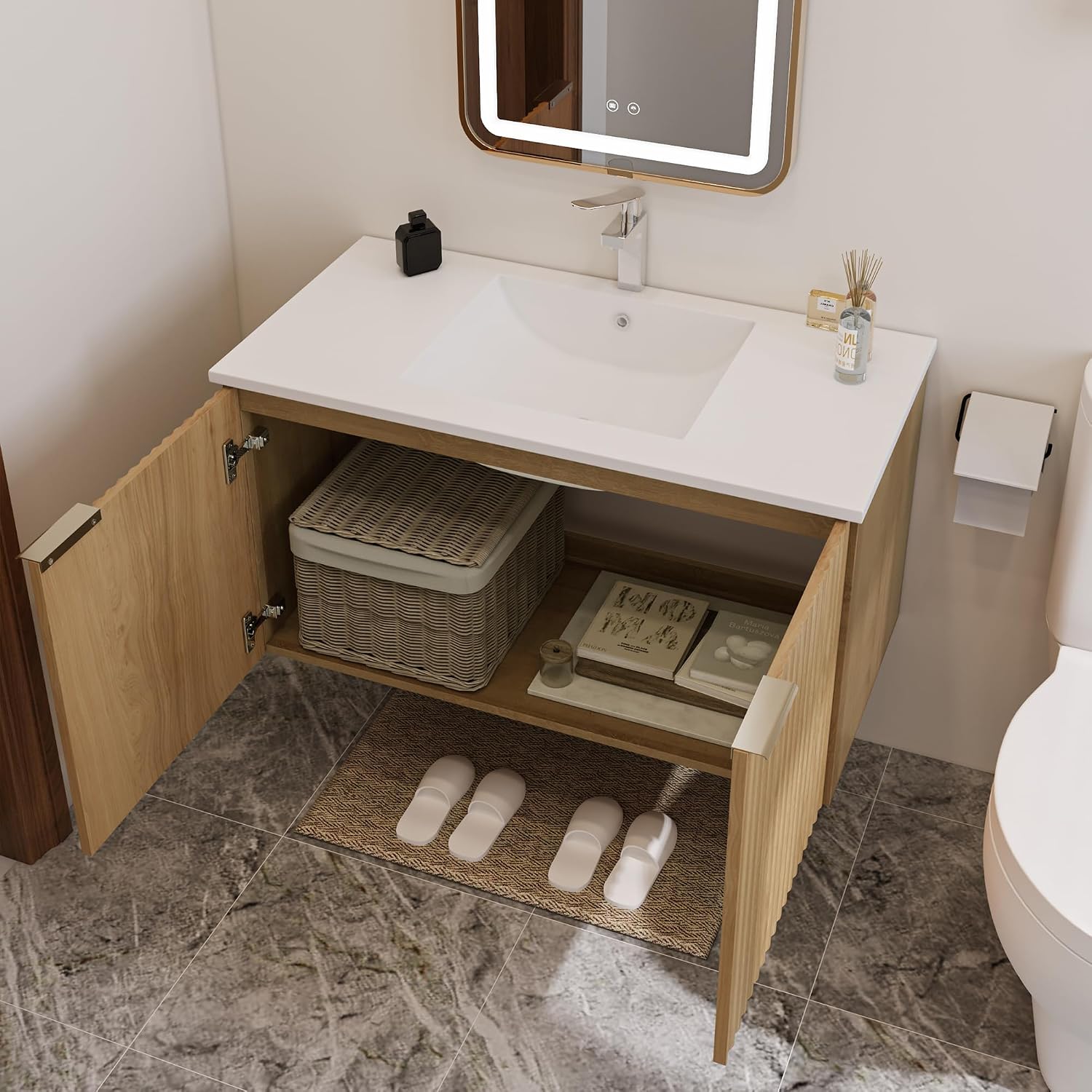 Modern Floating Bathroom Vanit - Home Bathroom Furniture ulasan dan harga