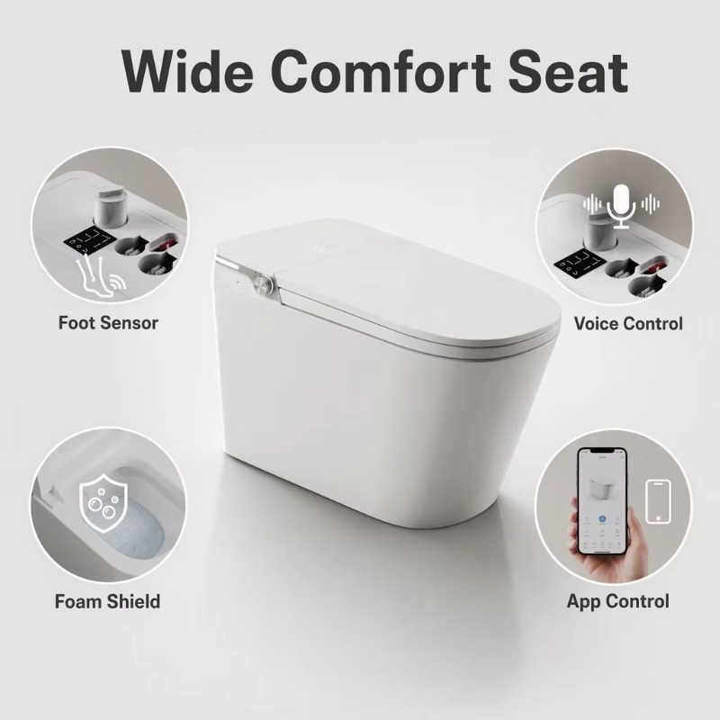 White Smart Toilet Square Bowl - Home Bathroom Toilet ulasan dan harga