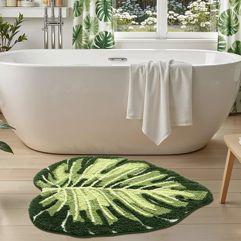 VIKAMA Non-Slip Bath Mat Green - Home Bathroom Rugs ulasan dan harga
