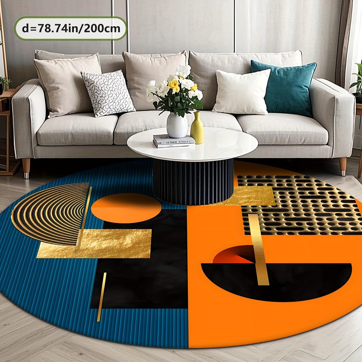 Orange Blue Gold Abstract Geom - Home Bathroom Door Design ulasan dan harga