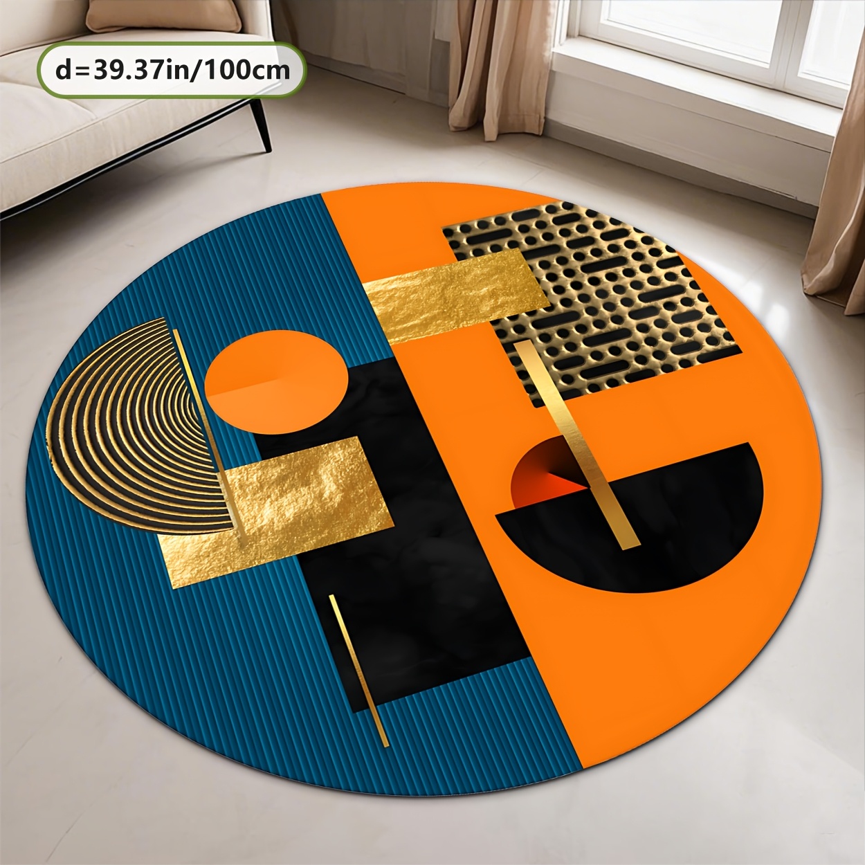 Orange Blue Gold Abstract Geom - Home Bathroom Door Design ulasan dan harga