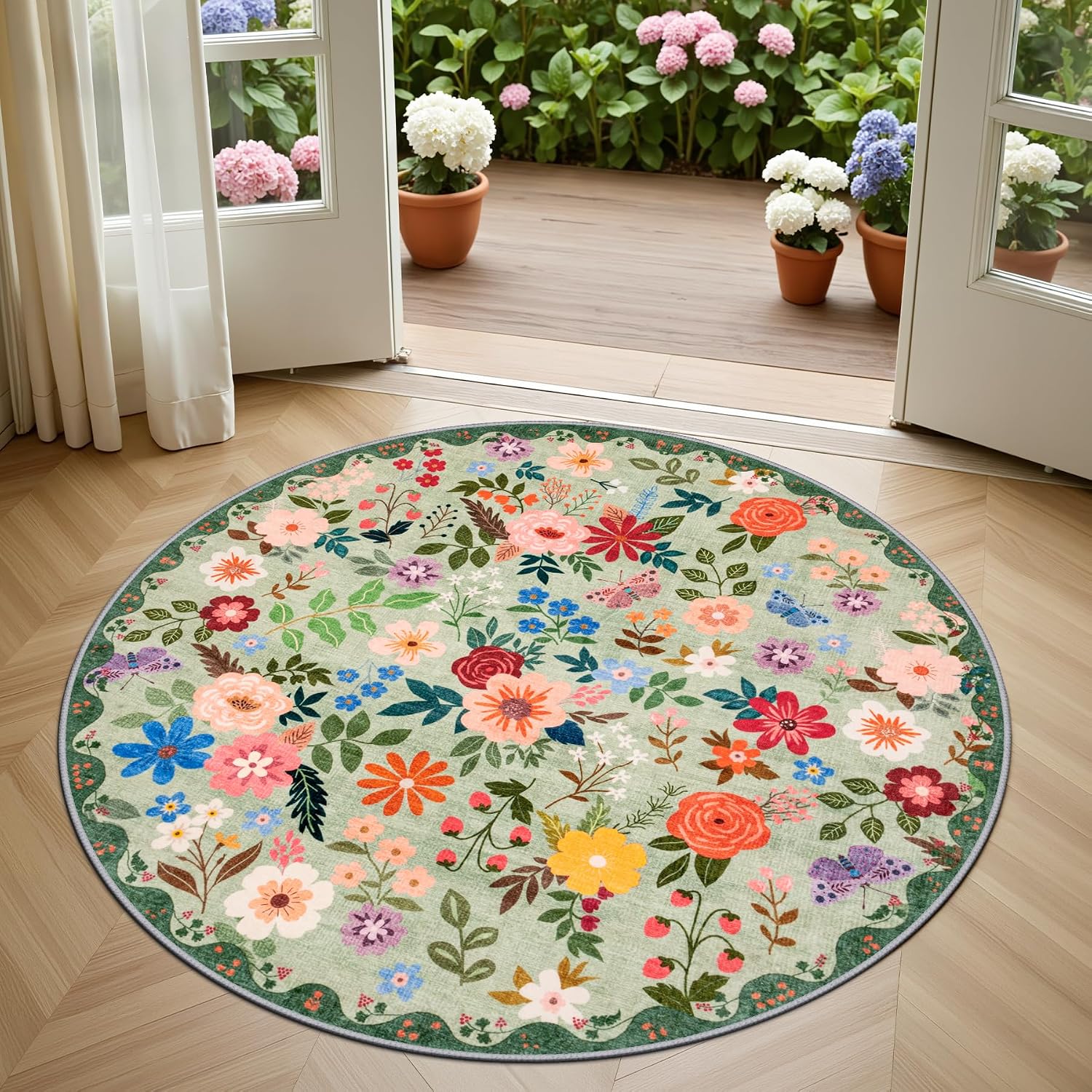 Large Round Floral Area Rug So - Home Bathroom Door Design ulasan dan harga