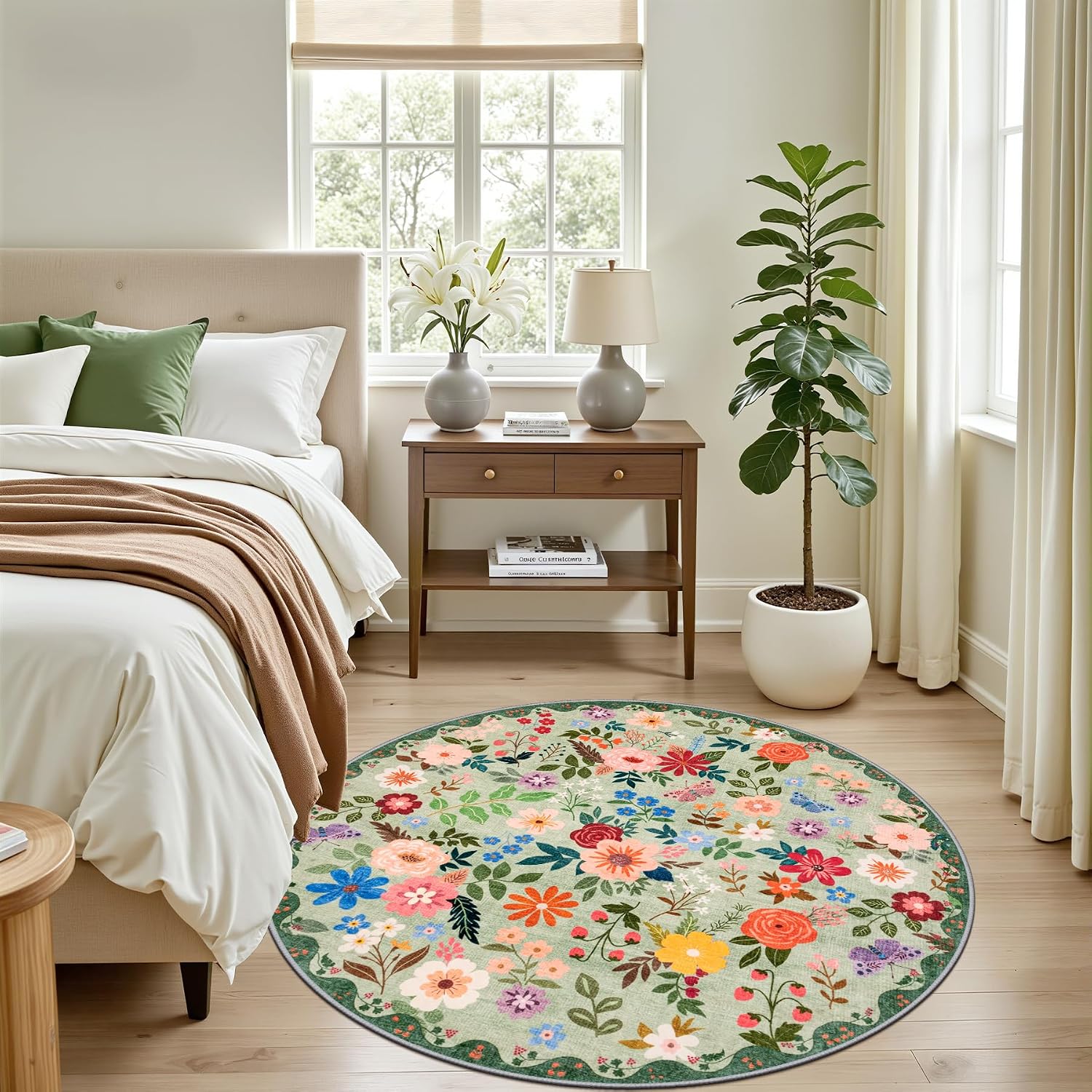 Large Round Floral Area Rug So - Home Bathroom Door Design ulasan dan harga