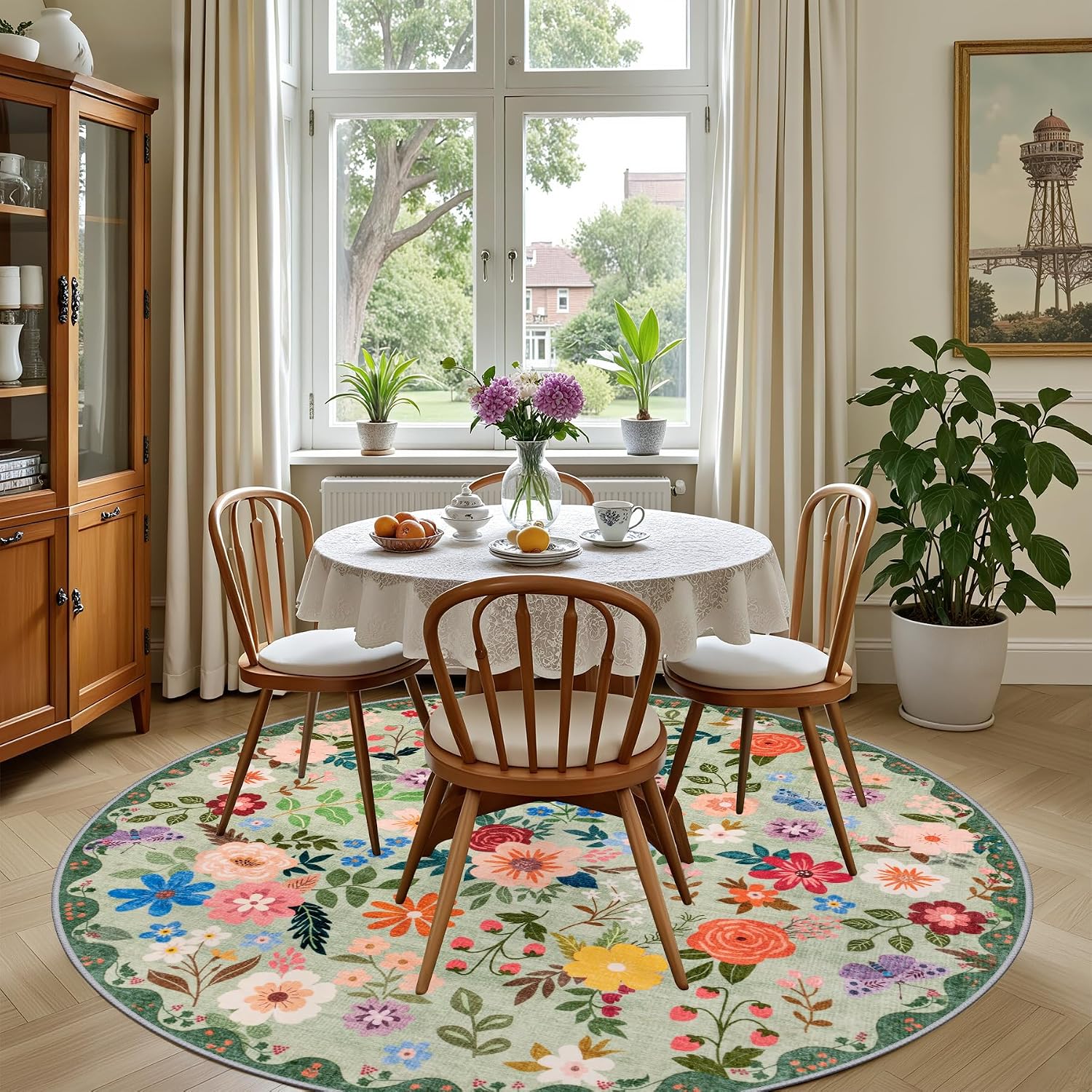 Large Round Floral Area Rug So - Home Bathroom Door Design ulasan dan harga