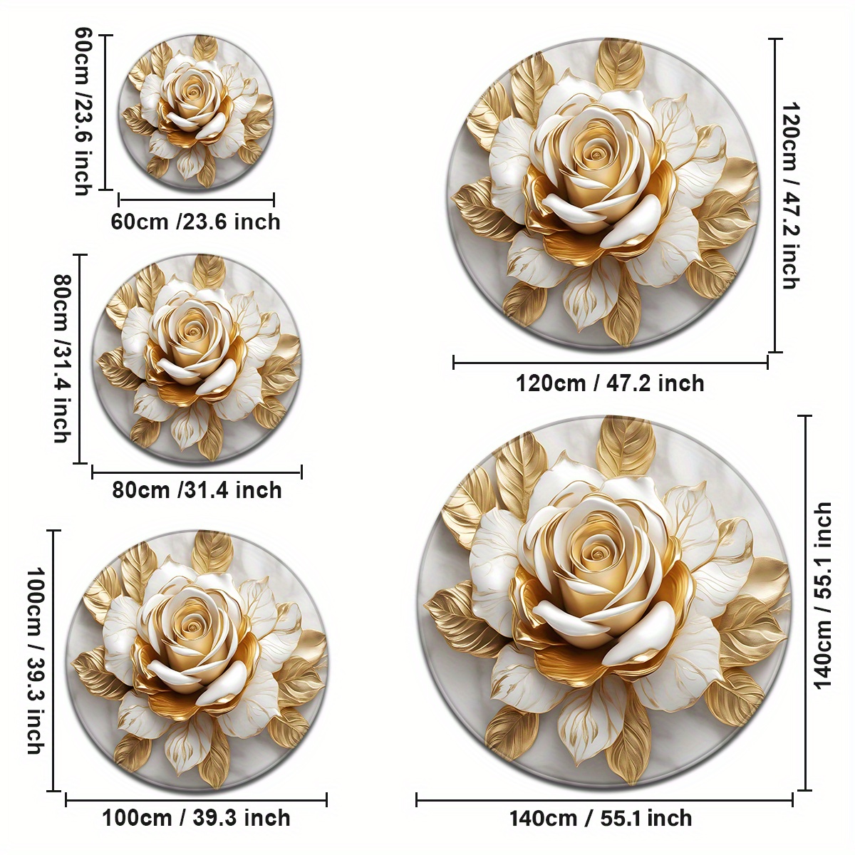 White Gold Rose Round Rug, Lux - Home Bathroom Door Design ulasan dan harga