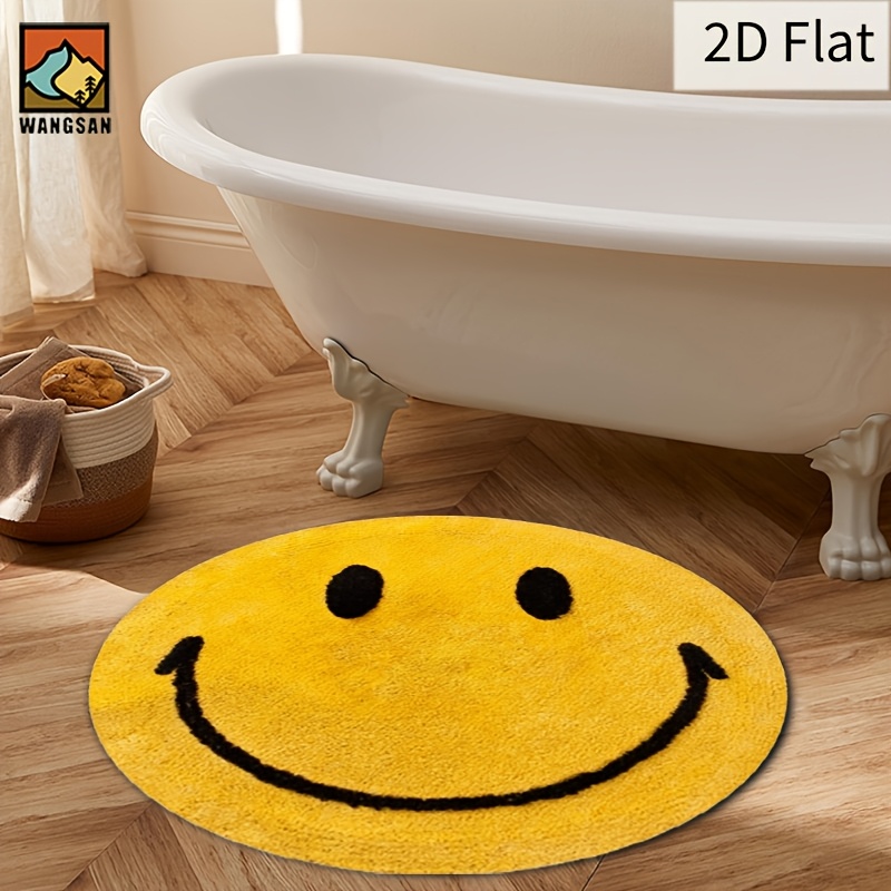 2D Round Flannel Rug Smiley Fa - Home Bathroom Rugs ulasan dan harga