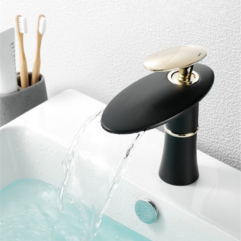 White/Black Gold Waterfall Bas - Home Hardware Bathroom Faucets ulasan dan harga