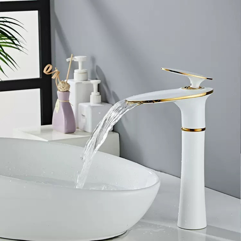 White/Black Gold Waterfall Bas - Home Hardware Bathroom Faucets ulasan dan harga