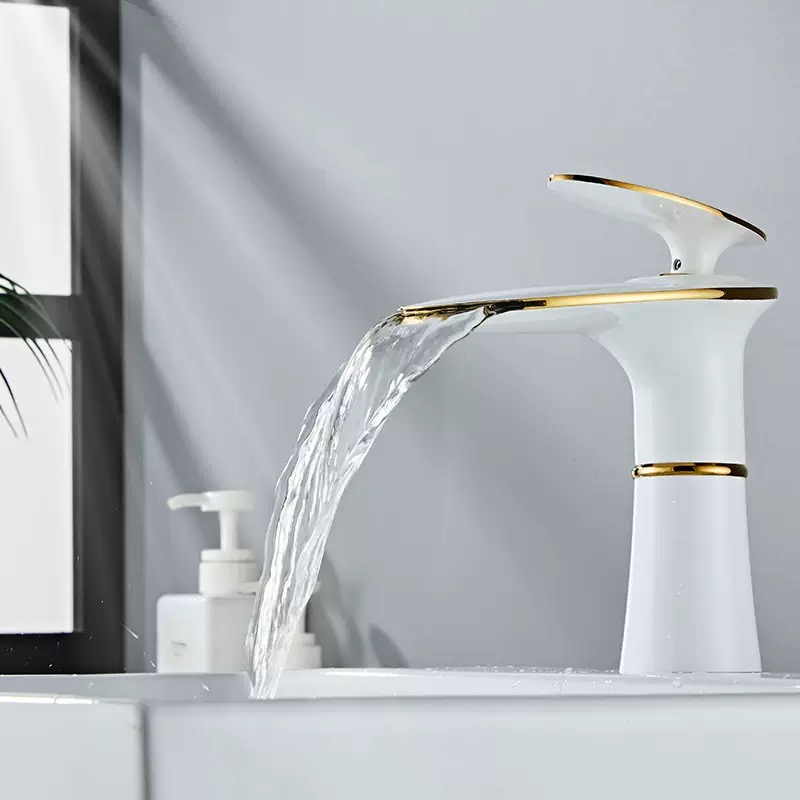 White/Black Gold Waterfall Bas - Home Hardware Bathroom Faucets ulasan dan harga