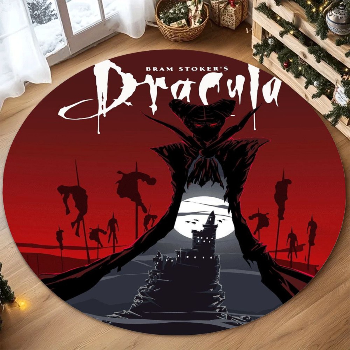 Dracula Castle Round Rug Flann - Home Bathroom Rugs ulasan dan harga