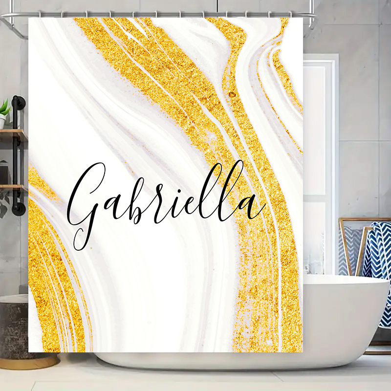 Gold Marble Shower Curtain Per - Home Bathroom Name ulasan dan harga