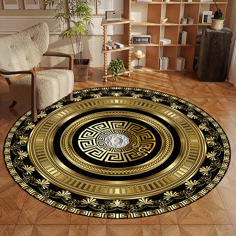 Greek Key Pattern Round Rug Fl - Home Bathroom Rugs ulasan dan harga
