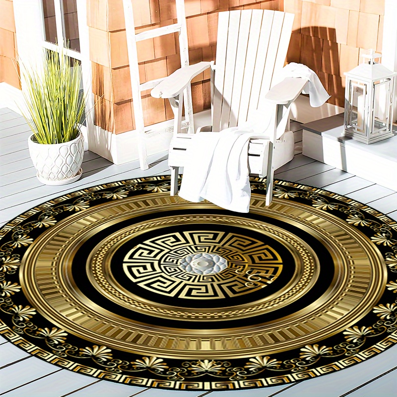 Greek Key Pattern Round Rug Fl - Home Bathroom Rugs ulasan dan harga