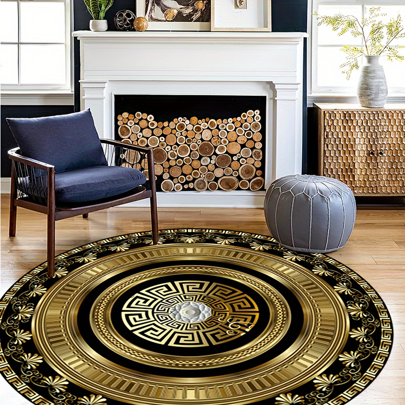 Greek Key Pattern Round Rug Fl - Home Bathroom Rugs ulasan dan harga