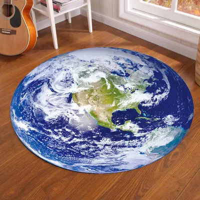 Galaxy Earth Moon Round Carpet - Home Bathroom Rugs ulasan dan harga