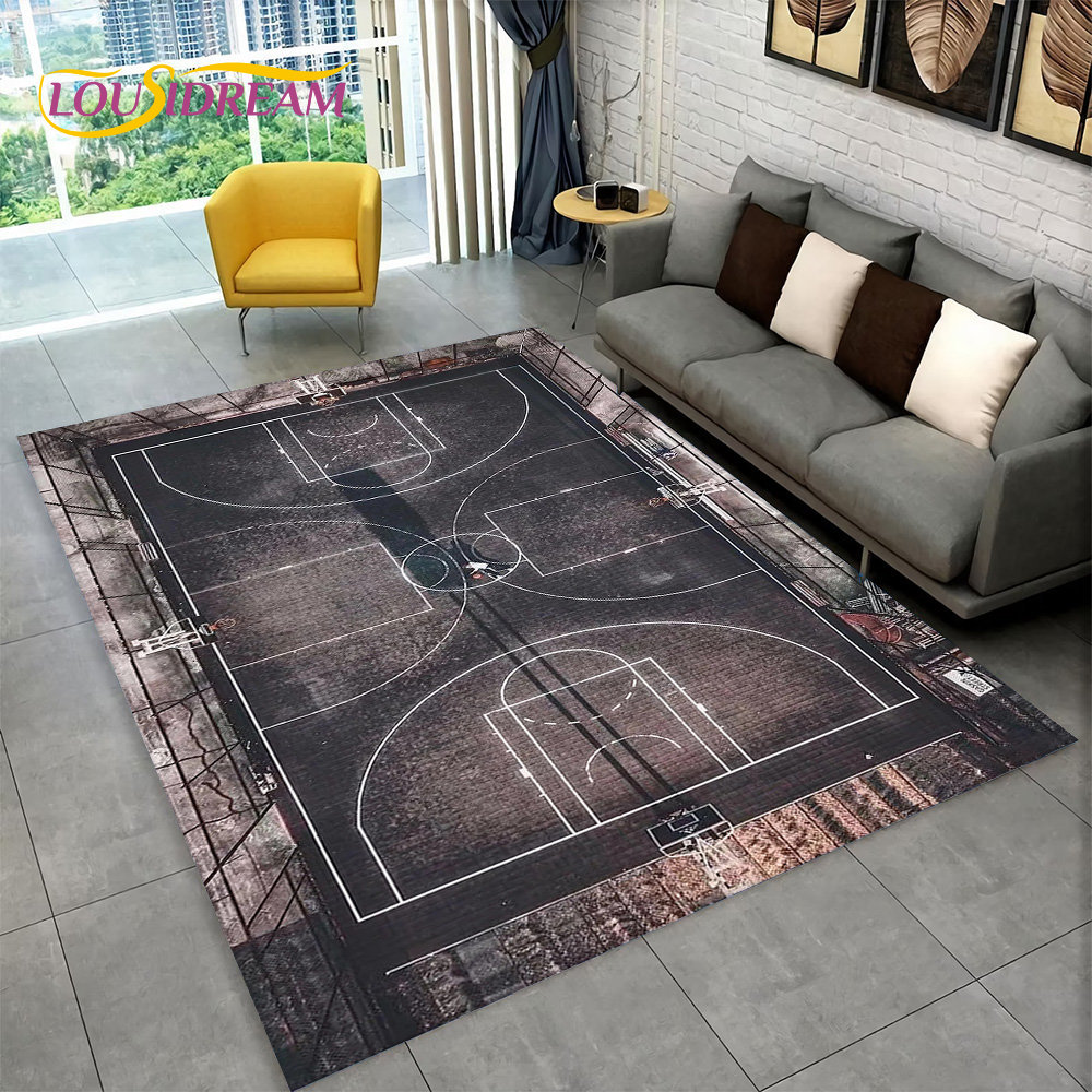 3D Basketball Cour Cartoon Are - Home Bathroom Rugs ulasan dan harga