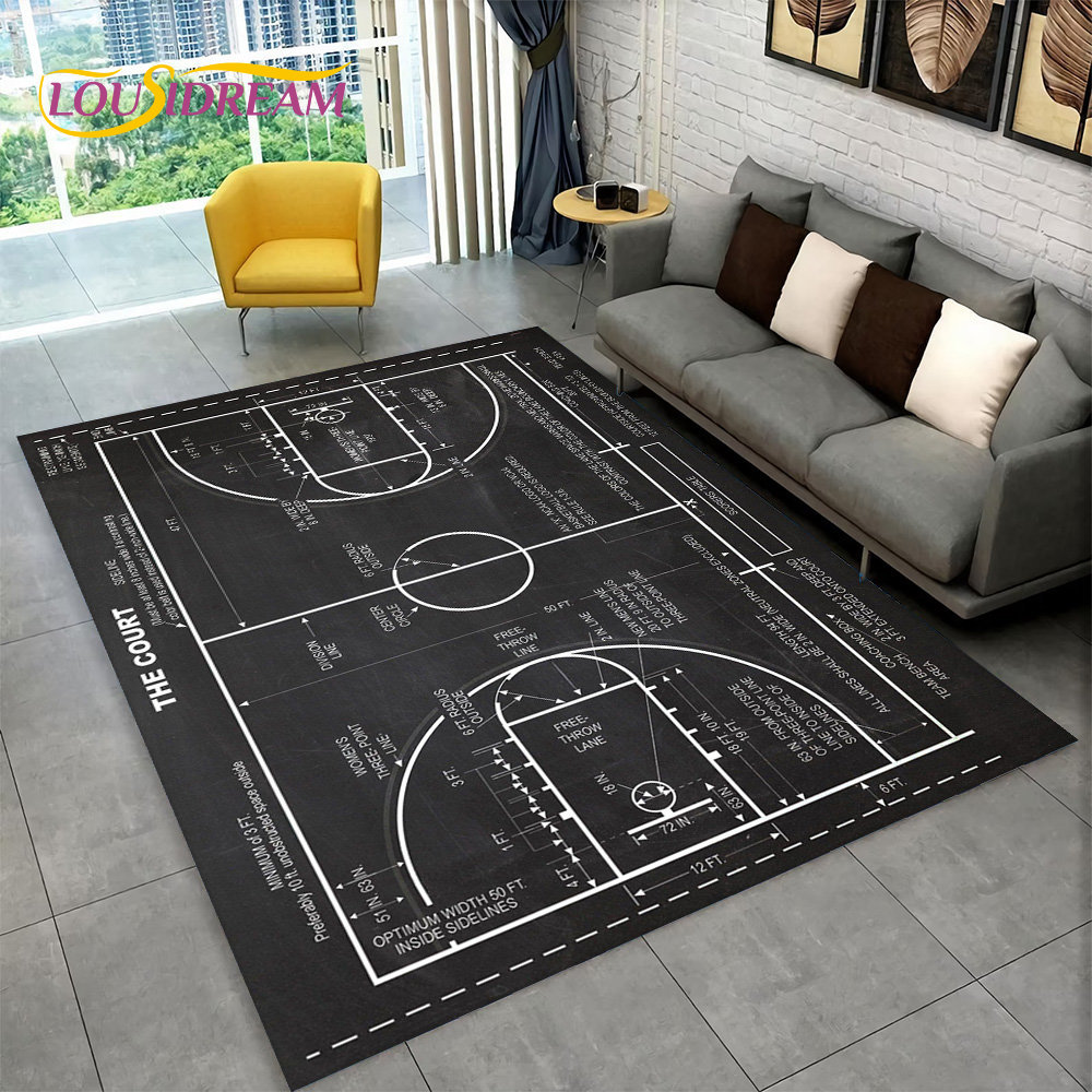 3D Basketball Cour Cartoon Are - Home Bathroom Rugs ulasan dan harga
