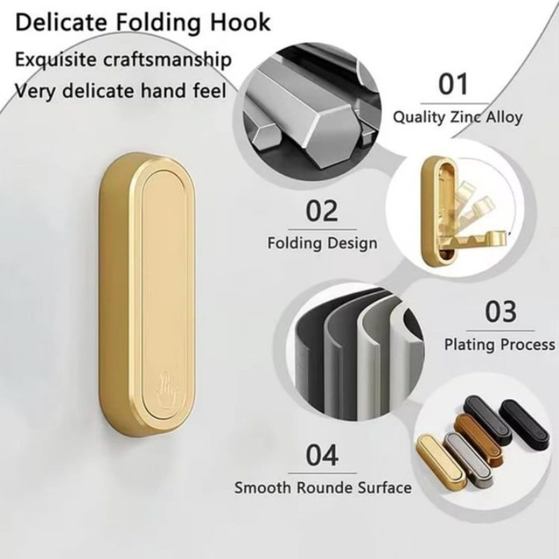 1-3pc Folding Wall Hook Concea - Robe Hook Adhesive ulasan dan harga