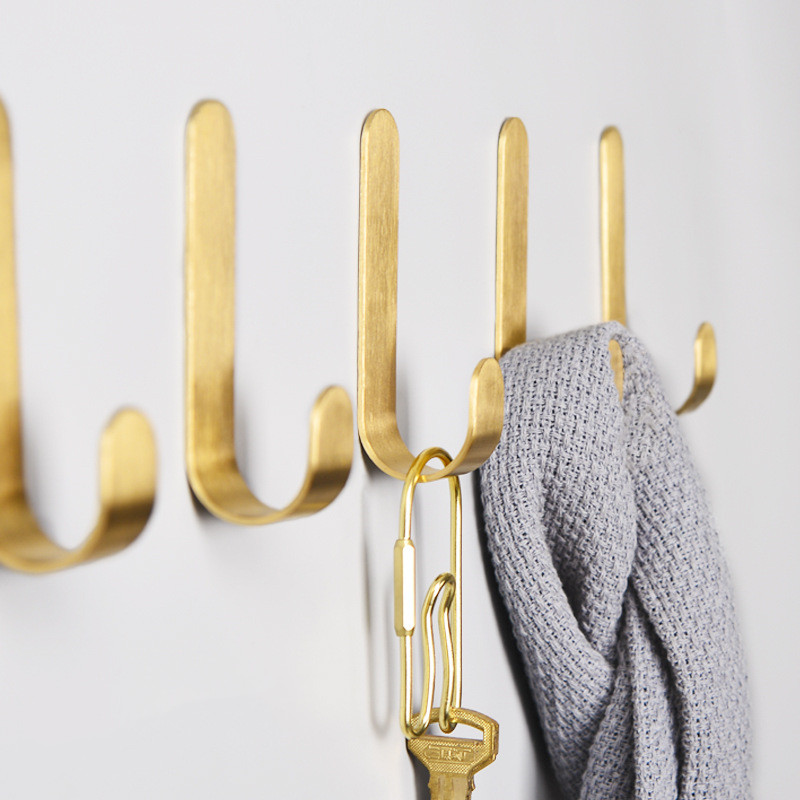 1-5pcs Brass Wall Hooks Punchi - Robe Hook Adhesive ulasan dan harga