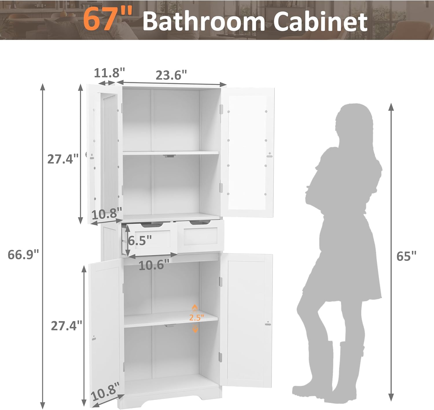 Tall Bathroom Storage Cabinet  - Home Bathroom Furniture ulasan dan harga