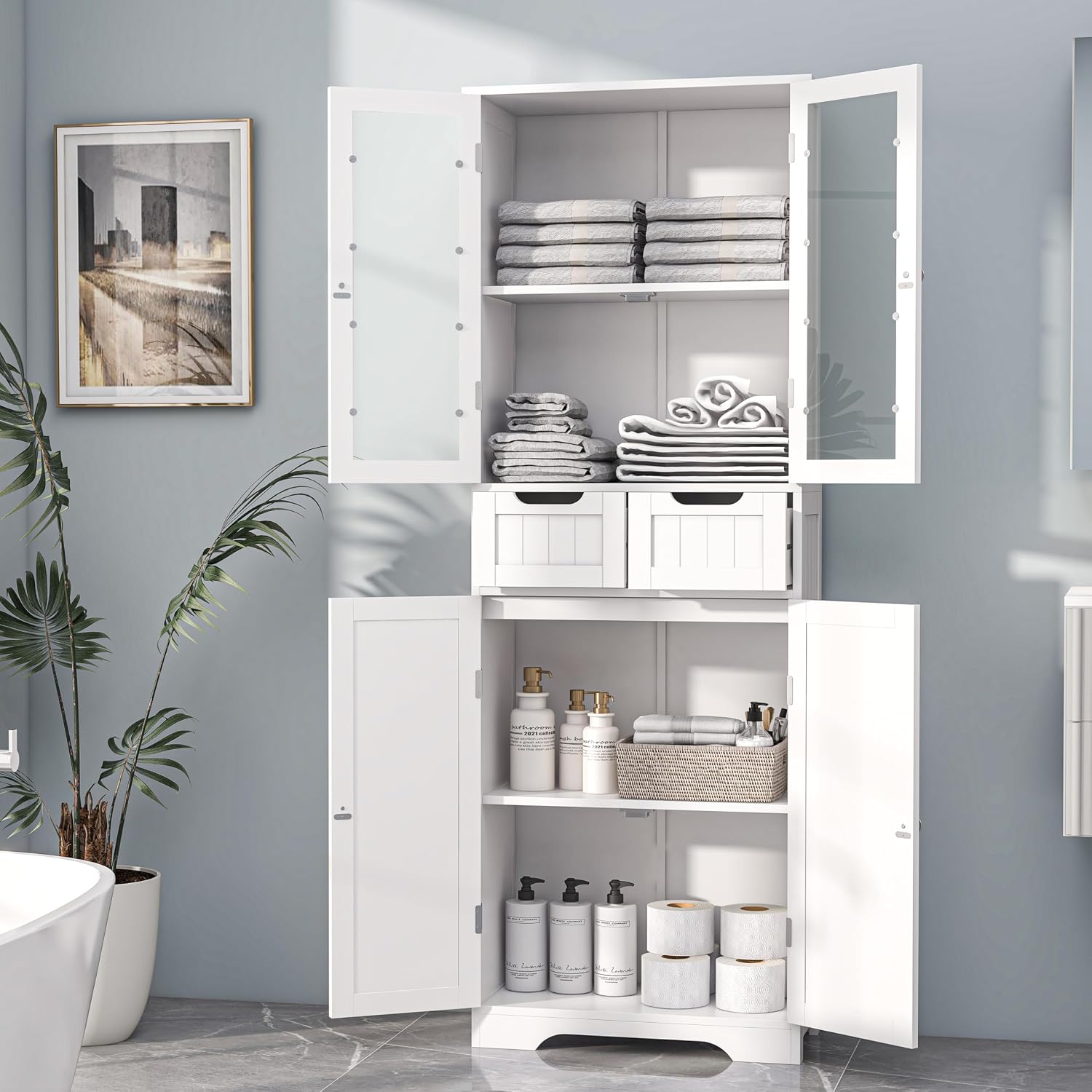 Tall Bathroom Storage Cabinet  - Home Bathroom Furniture ulasan dan harga
