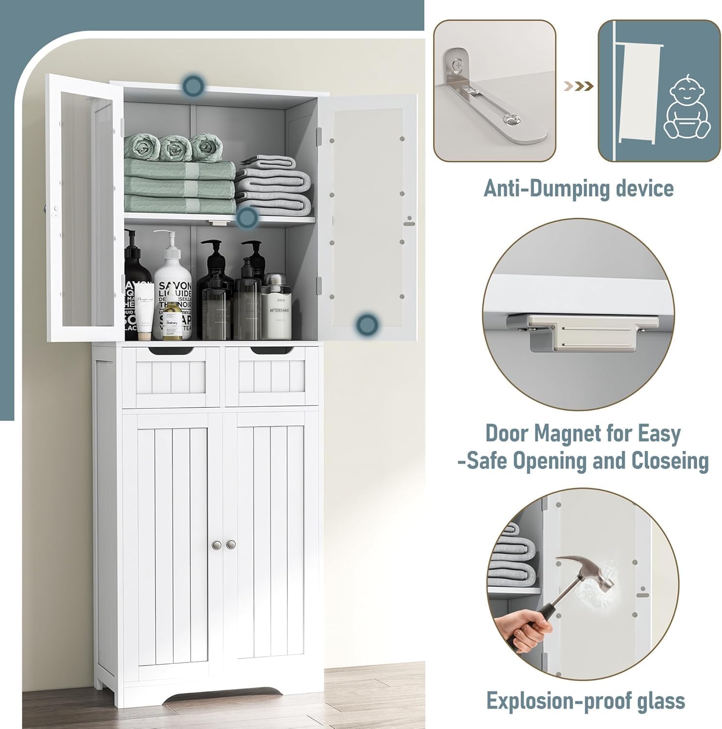 Tall Bathroom Storage Cabinet  - Home Bathroom Furniture ulasan dan harga